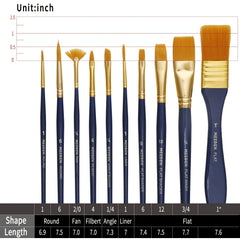 10 Pack Acrylic Brush Set for Artists Beginners Adults