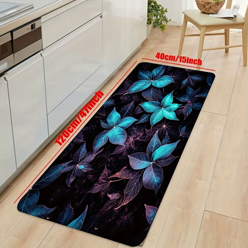 Dark Flowers Kitchen Mat Indoor Decor