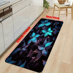 Dark Flowers Kitchen Mat Indoor Decor
