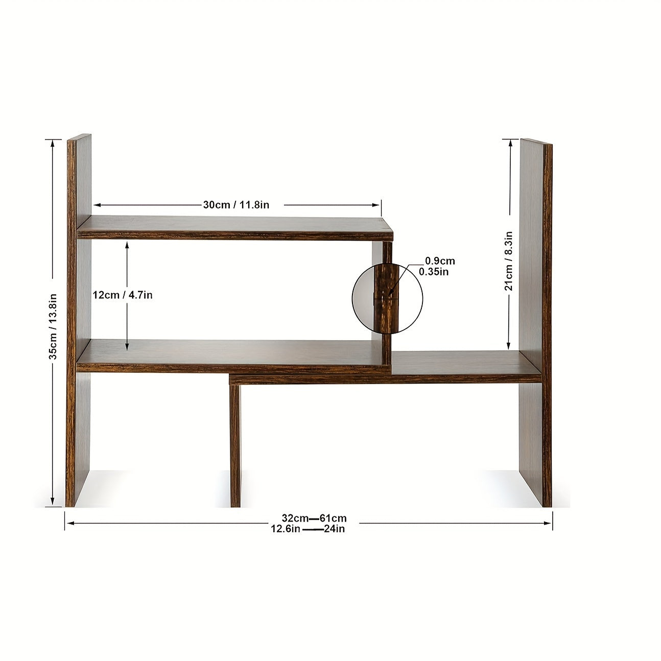 Desktop Bookshelf Office Retractable Storage Bookcase Wooden Rack