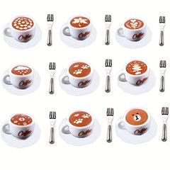 27pcs Coffee Cup, Saucer, Fork Set for Dollhouse or Party