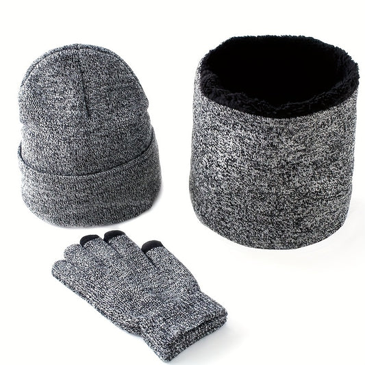Winter Woolen Warm Knitted Hat Scarf Gloves Set