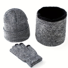 Winter Woolen Warm Knitted Hat Scarf Gloves Set