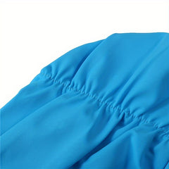 Solid Swimming Cap Pleated Shower Hat Long Hair Nylon Bathing Cap
