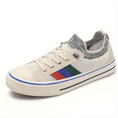 Men's Striped Knitted Breathable Skate Shoes Non Slip Sneakers