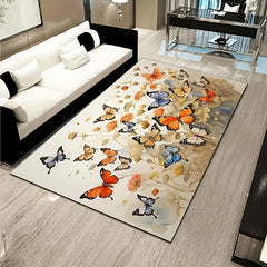 Colorful Butterfly Area Rug Decorative Carpet Polyester Textured Rug