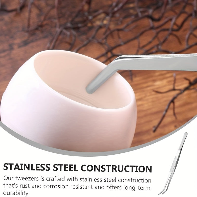 2pcs Stainless Steel Elbow Tweezers for Jewelry Repair