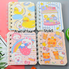 Set of 4 Cartoon Animal A7 Coil Notepad Office Notebook