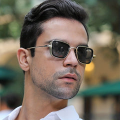 Men's Metal Square Frame Sunglasses for Outdoor Vacation