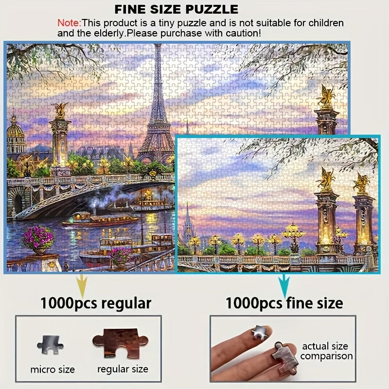 1000pcs Mini Jigsaw Puzzle with Bridge and Wildflower