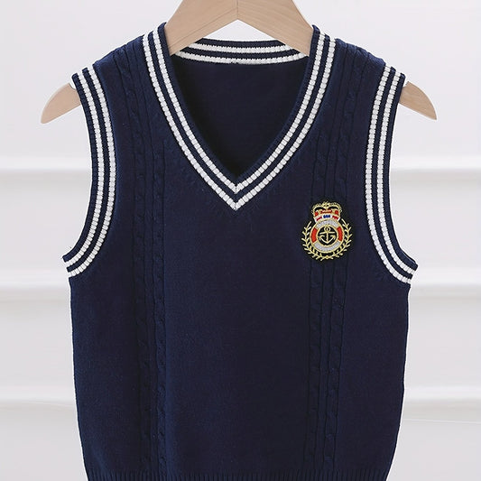 Boys V Neck Knitted Cotton Sweater Vest