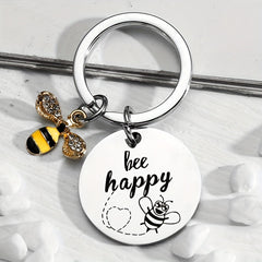 Bee Happy Keychain Inspiring Gift for Loved Ones