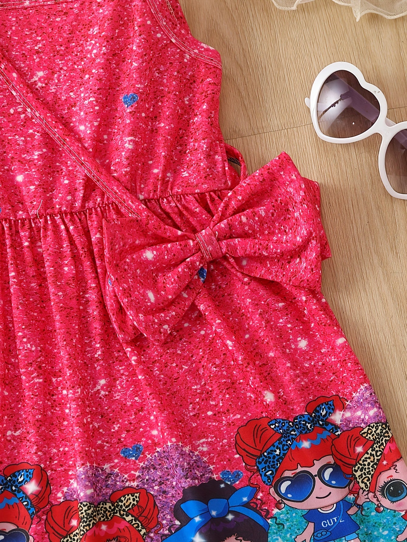 Girls Cartoon Graphic Cami Dress Casual Party Vacation Kids Clothing