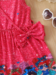 Girls Cartoon Graphic Cami Dress Casual Party Vacation Kids Clothing