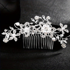 Bridal Rhinestone Hair Comb Faux Pearl Wedding Accessories