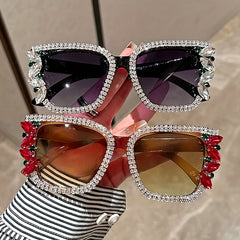 Glitter Rhinestone Cat Eye Sunglasses UV400 Sun Shades