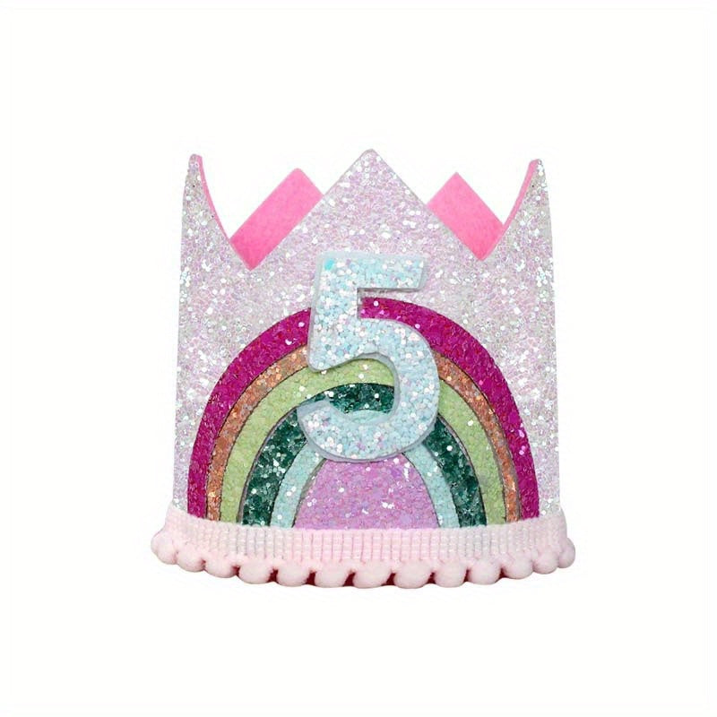 Felt Rainbow Birthday Party Crown 1st 2nd 3rd Happy Birthday Decor