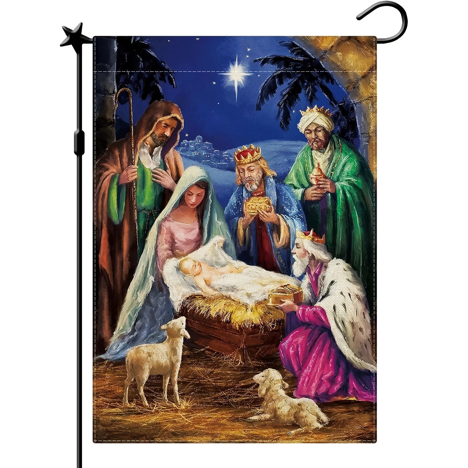 Jesus Nativity Scene Christmas Garden Flag Double Sided Winter Yard Flag