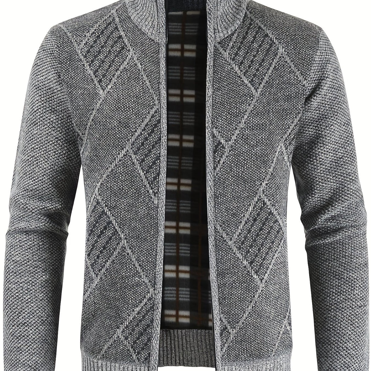 Men's Warm Geometric Pattern Cardigan