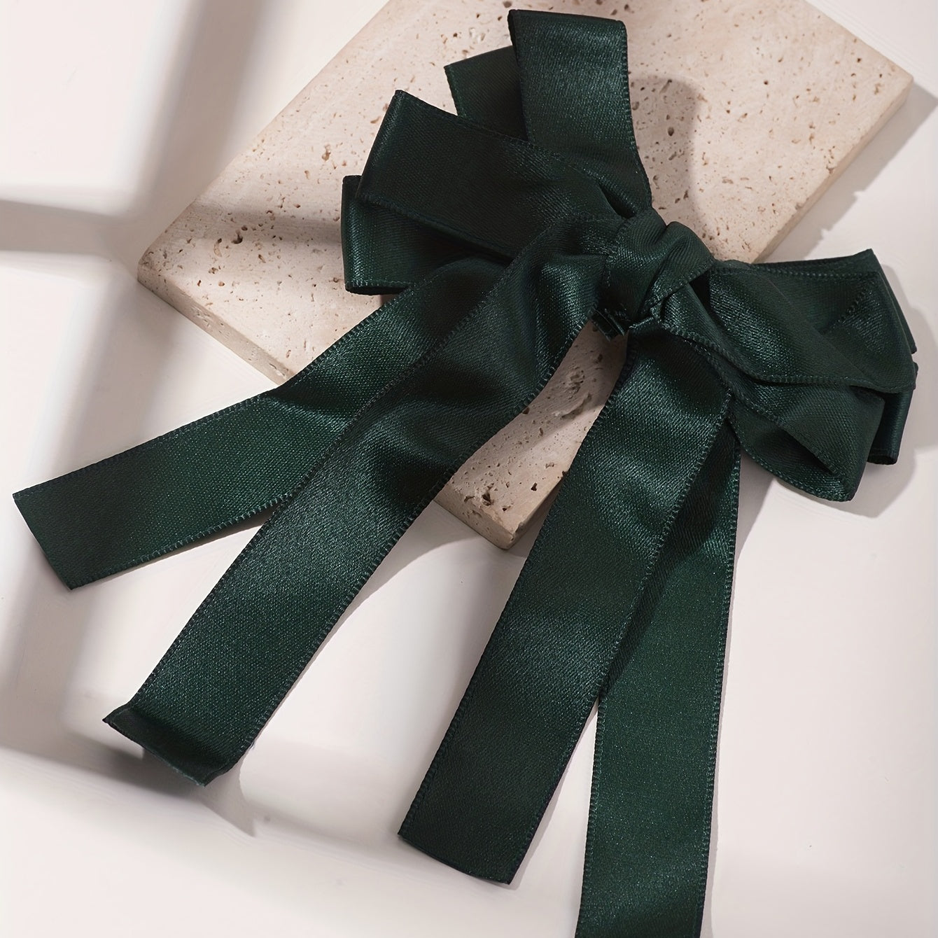 Green Tassel Bow Hair Clip Back Hair Tie For Ponytail Bun