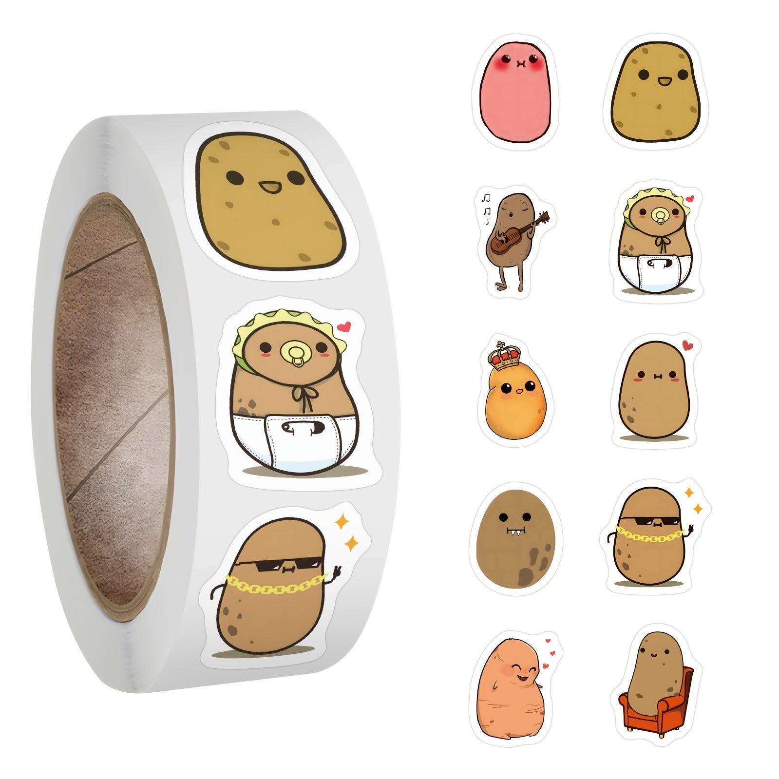 Potato Stickers Roll Vinyl Decals Cup Water Bottles Laptop Luggage Computer