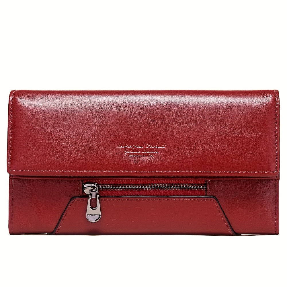 HUMERPAUL Women's Leather Wallet RFID Blocking Long Zipper Clutch