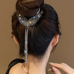 Angel Wings Tassel Rhinestone Hairpin For Women Girls Wedding