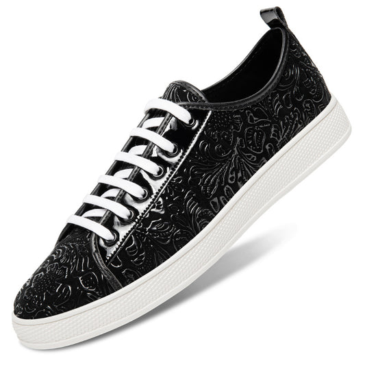 Men's Flower Embossed Sneakers Lightweight Non Slip Walking Shoes