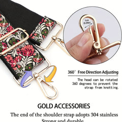 Flower Adjustable Crossbody Strap Replacement Vintage Guitar Purse Accessories