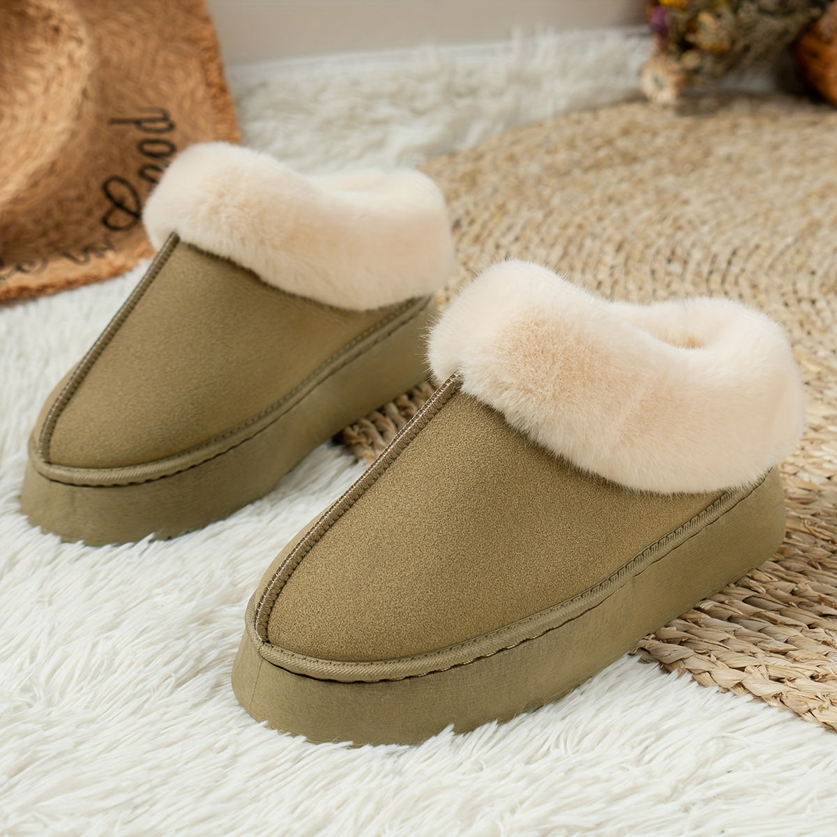 Women's Fleece Snow Boots Non Slip Wear Resistant Outdoor Ankle Boots