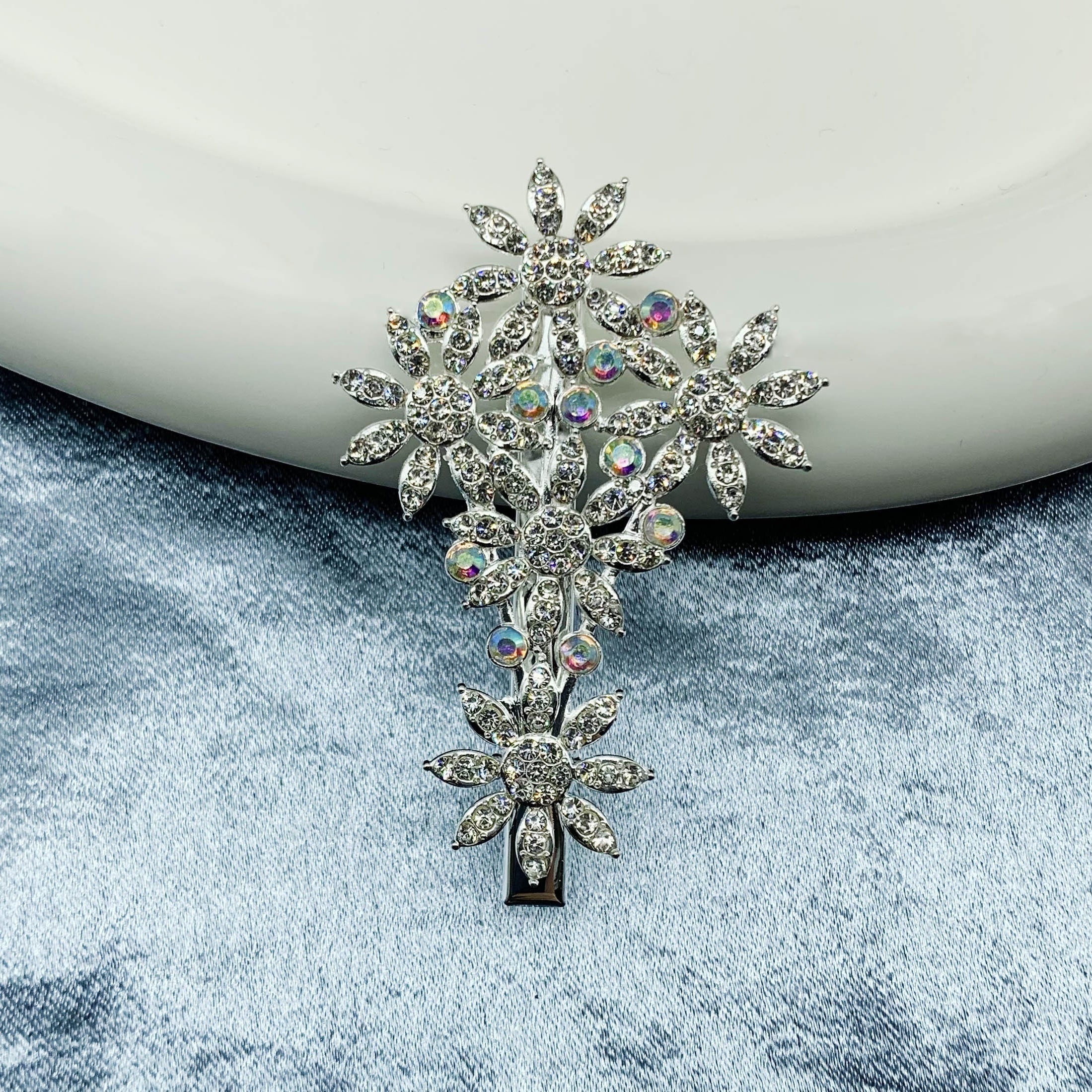 Rhinestone Flower Hair Clip Barrette Hair Slides Clip Non Slip Hair Decoration