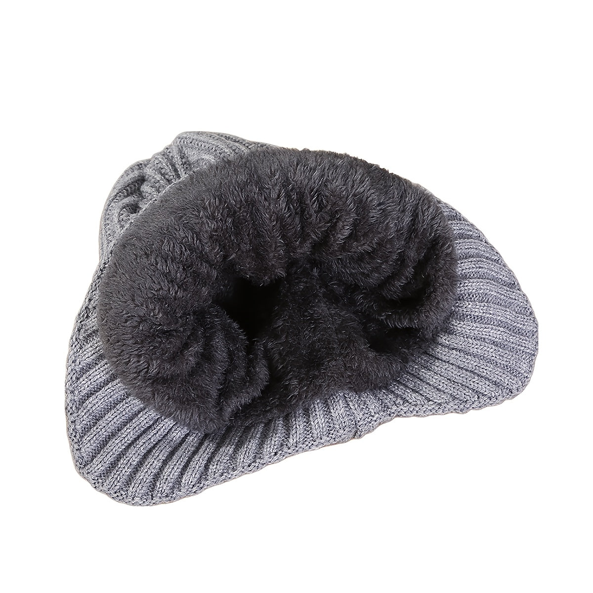 Winter Outdoor Ear Protection Plus Velvet Knitted Hat Solid Windproof Thickened