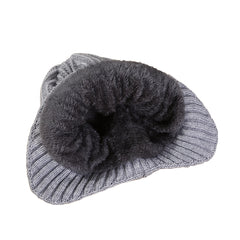 Winter Outdoor Ear Protection Plus Velvet Knitted Hat Solid Windproof Thickened