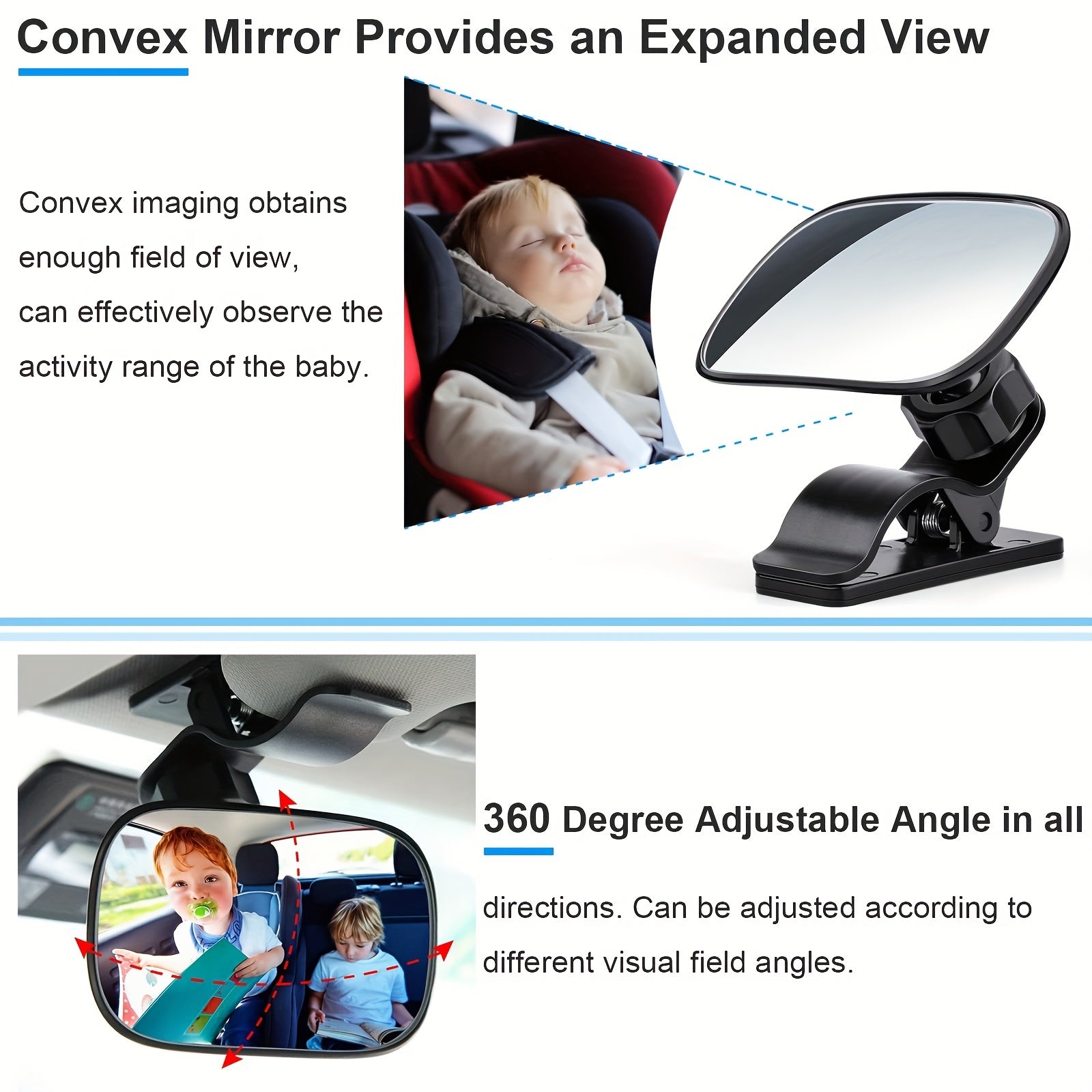 Baby Car Mirror Wide Angle Convex Mirror for Infant Toddler Child Backseat
