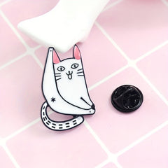 Pink Cat Yoga Pose Brooch for Girls