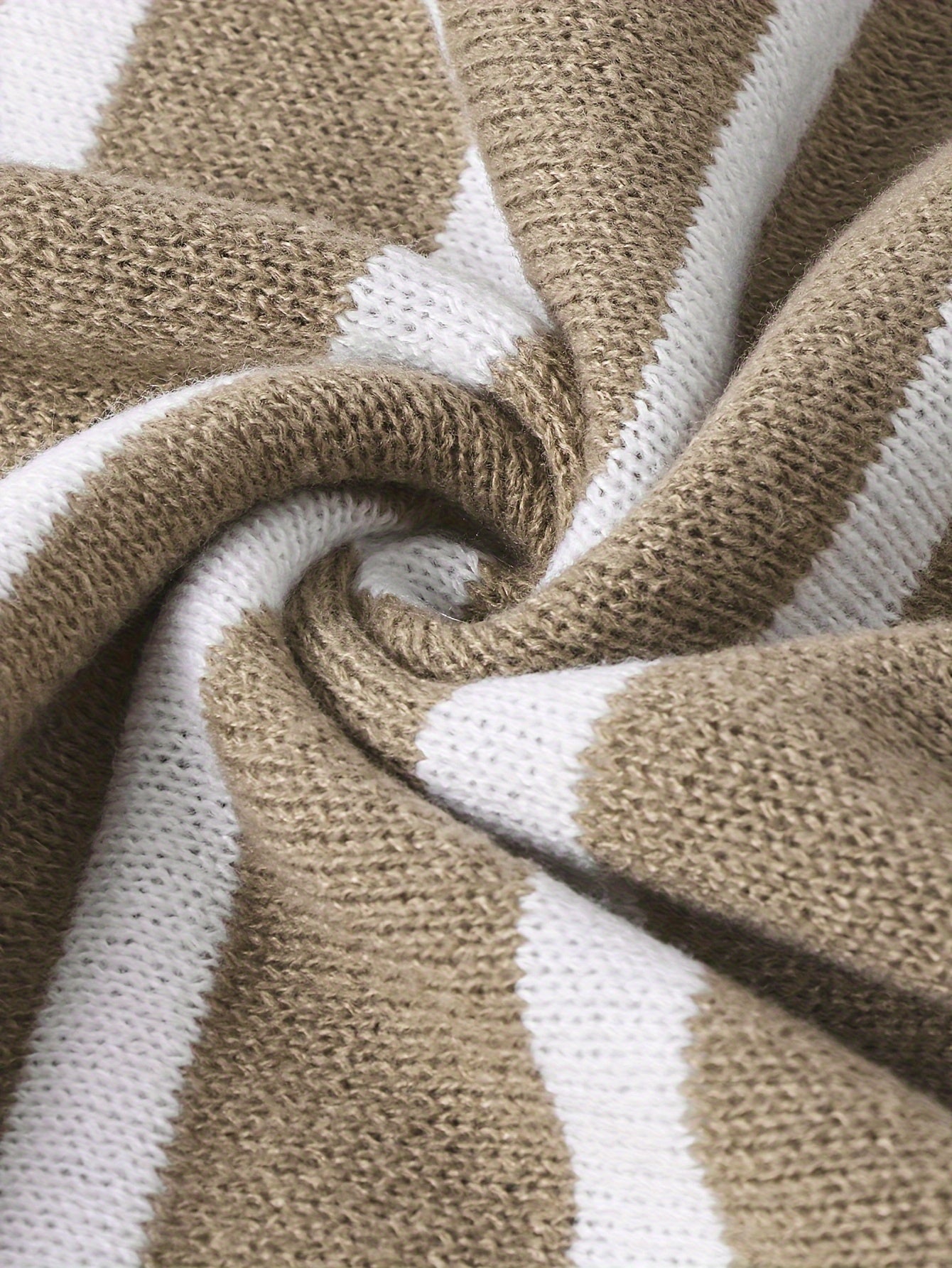  Striped Button Detail Long Sleeve Sweater