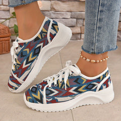Women's Tribal Style Strap Sneakers Casual Breathable Low Top Walking Shoes