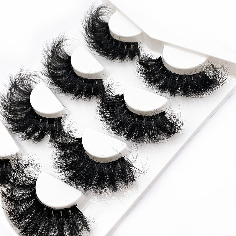 4 Pairs Fluffy Mink Faux Lashes Long Full Eyelash Extensions