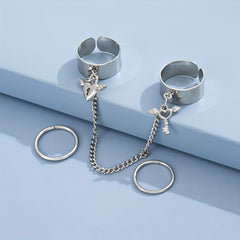 Tassel Ring Lock And Key Pendants Linked Chain Party Accessory