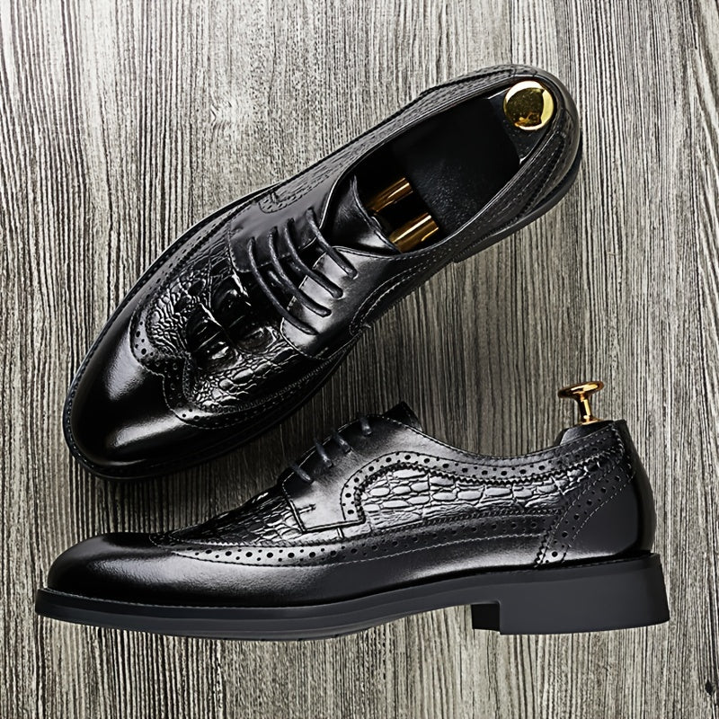 Men's Crocodile Embossed Oxford Shoes for Wedding Business Party