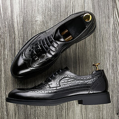Men's Crocodile Embossed Oxford Shoes for Wedding Business Party