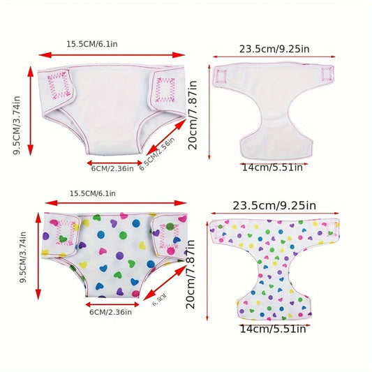 4pcs Newborn Doll Underwear 43cm Doll Clothes & Diapers Accessories Multicolored