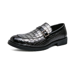 Men's Crocodile Print Pointed Toe Slip On Loafer Shoes
