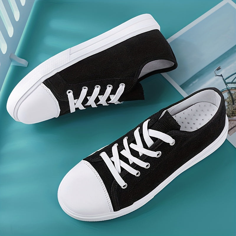 Women's Canvas Lace Up Sneakers Lightweight Skate Shoes