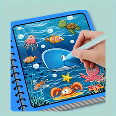 12pcs Magic Water Coloring Books with Water Pens Educational Dood