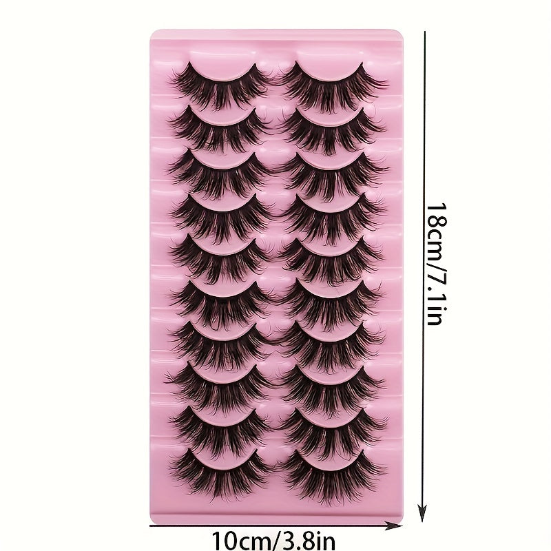 10 Pairs Fluffy Wispy Faux Mink Lashes Strip Eyelash 3D Extension