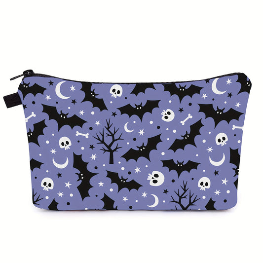 Halloween Print Travel Cosmetic Bag with Multiple Compartments