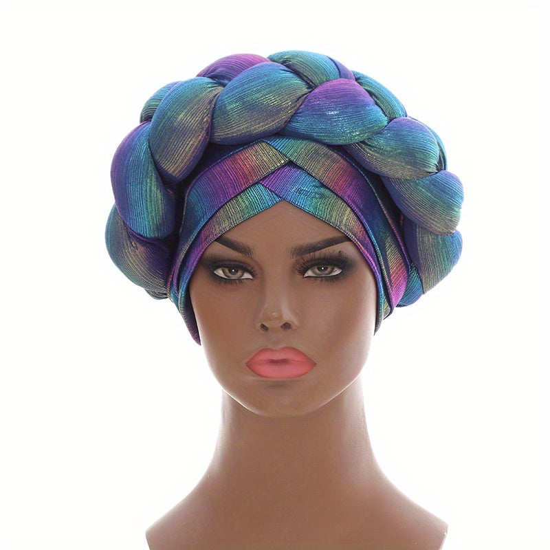 Braid Big Turban Cap Elastic Beanie Women Headwear Pre Tied Chemo Hats