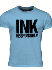 INK Responsibly Men's Print T Shirt Stretchy Crew Neck Tee
