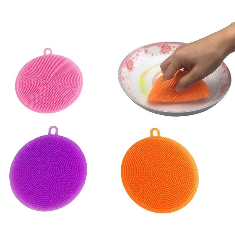 5pcs Silicone Kitchen Cleaning Brush Dishwashing Fruit Vegetable Pot Pan Sponge